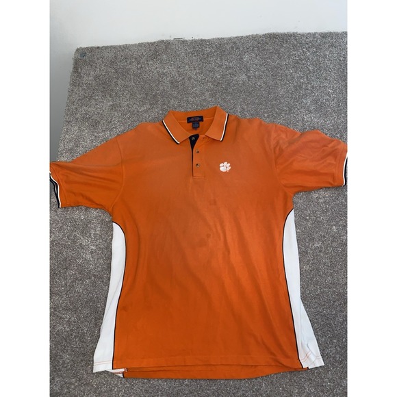Clemson Tigers Shirt Mens XL Orange Striped Polo Short Sleeve NCAA‎ College - Picture 3 of 9